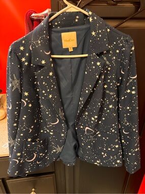 Modcloth Navy Celestial Print Blazer with Stars & Moons